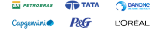 logotipos de Petrobras, TATA, Danone, Capgemini, P&G y L'Oreal